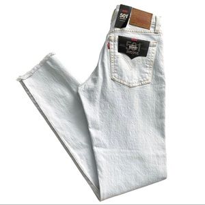 Levi’s 501 High Rise Raw Hem Bleached Skinny Jeans